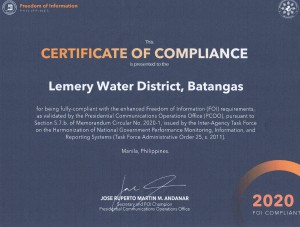 FOI 2020 Certificate of Compliance